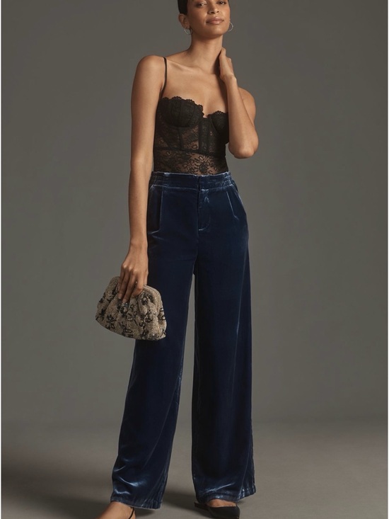 Anthropologie Pants - Wide Leg Velvet Pants by Anthropologie  Deep Navy in Size Small